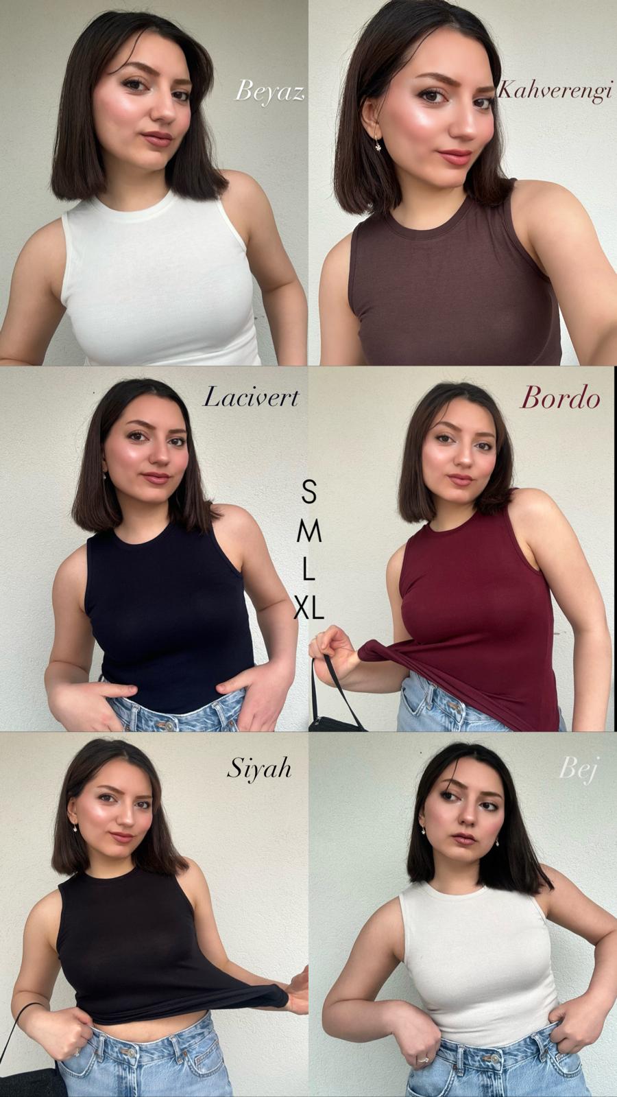 Soft Lacivert Bisiklet Yaka Sıfır Kol Pamuklu Body